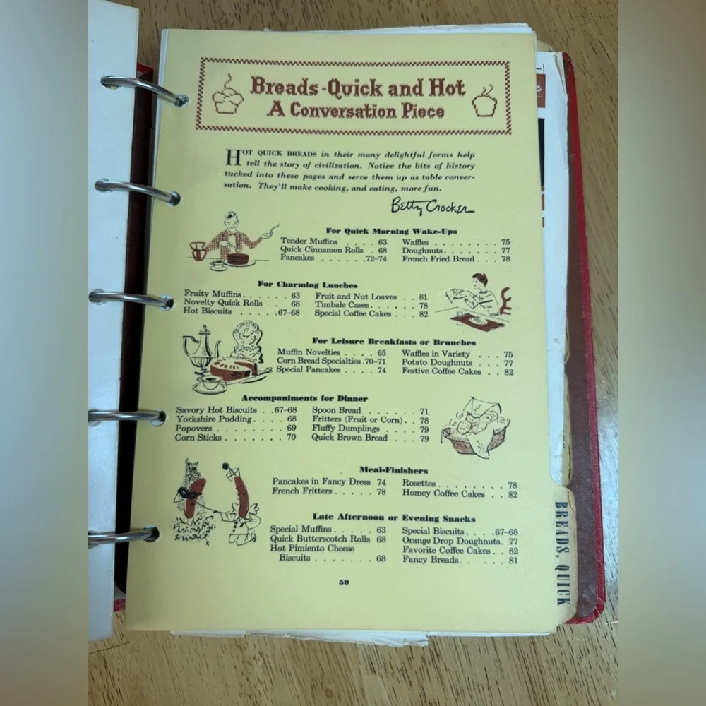 Betty Crocker’s Picture Cookbook Vintage Red Binder Tabs (Missing Title Page)